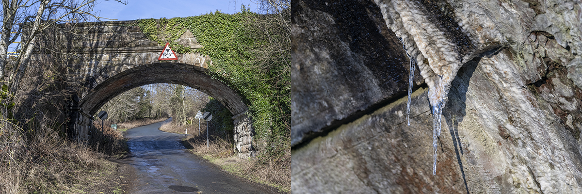 Railway bridge with stalactite and icicle